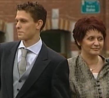 Pierre-Yves Hardenne with his mother on his wedding day